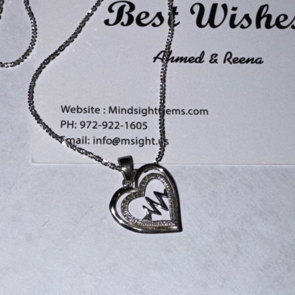 Real Diamond Heartbeat Heart pendant, Gift for her, Affordable Holiday gift sale - Picture 5 of 6